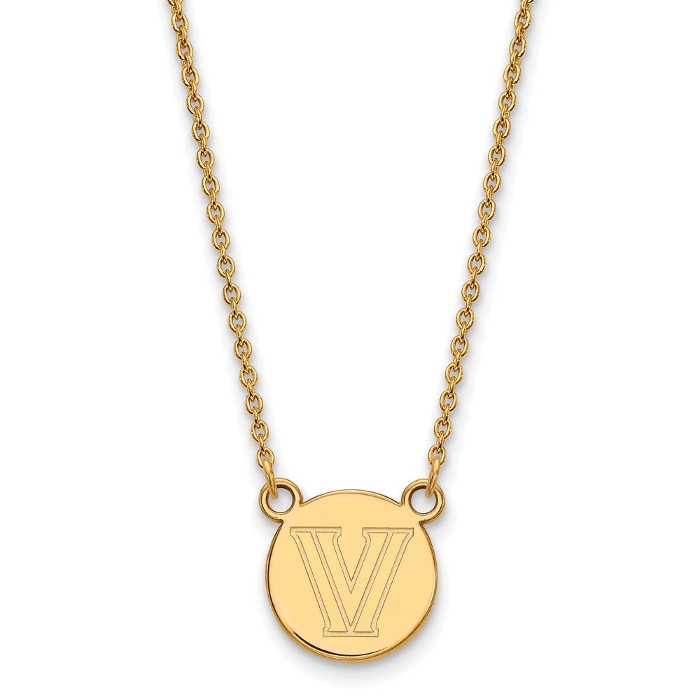 Vergoldet Sterlingsilber Logoart Villanova University Buchstabe V Klein Plättchen 18 Zoll Halskette