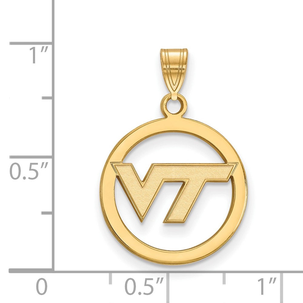 Vergoldet Sterlingsilber Logoart Virginia Tech V T Med Kreis Anhänger