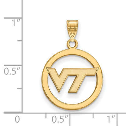 Vergoldet Sterlingsilber Logoart Virginia Tech V T Med Kreis Anhänger