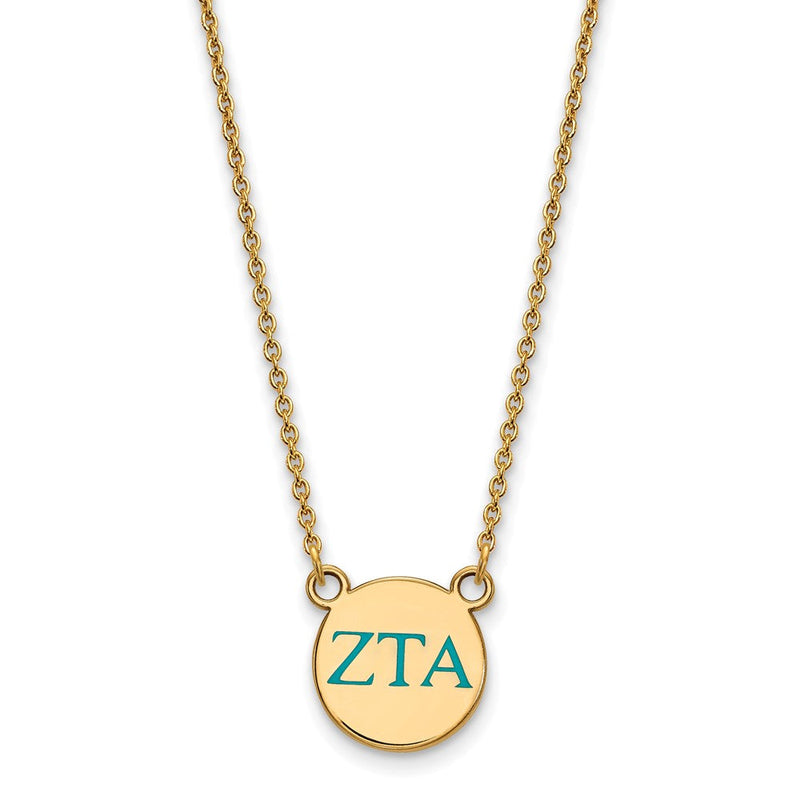Vergoldet Sterlingsilber Logoart Zeta Tau Alpha Sorority Greek Buchstaben Klein Farbe Emaille Anhänger 18 Zoll Halskette