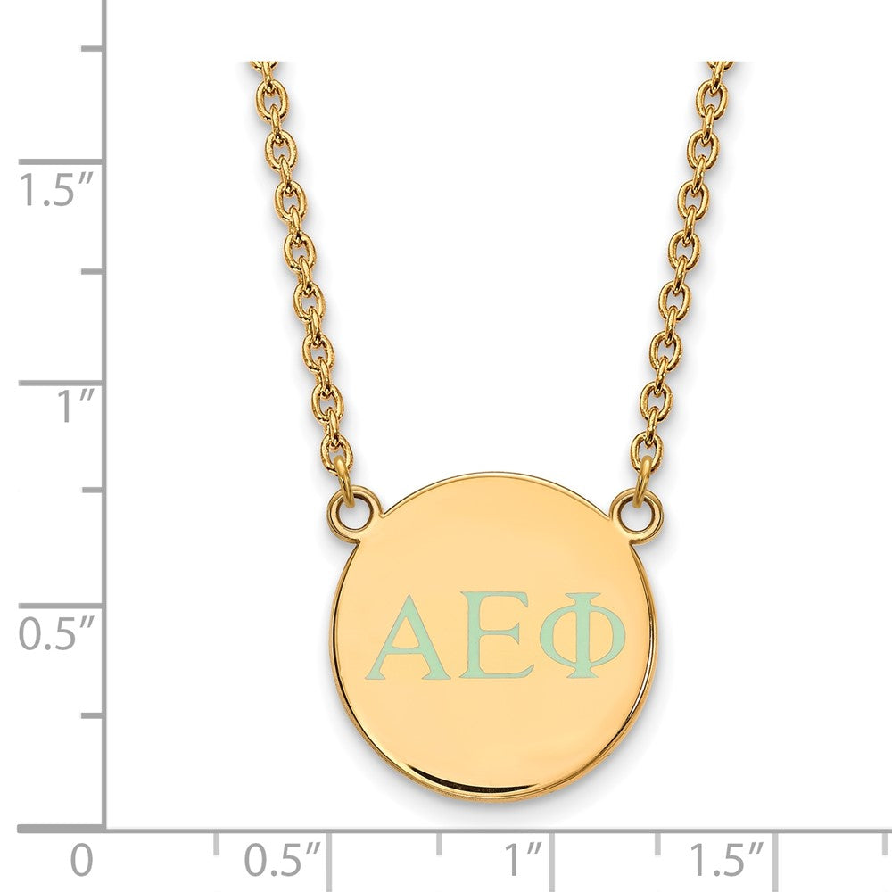 Vergoldet Sterlingsilber Logoart Alpha Epsilon Phi Sorority Greek Buchstaben Klein Farbe Emaille Anhänger 18 Zoll Halskette
