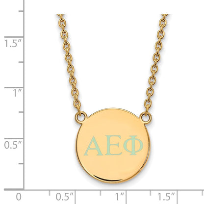Vergoldet Sterlingsilber Logoart Alpha Epsilon Phi Sorority Greek Buchstaben Klein Farbe Emaille Anhänger 18 Zoll Halskette