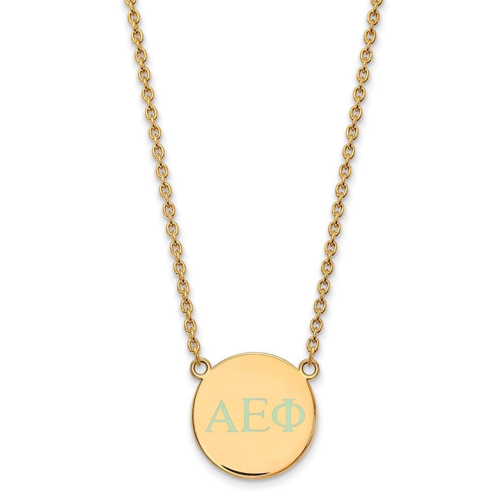 Vergoldet Sterlingsilber Logoart Alpha Epsilon Phi Sorority Greek Buchstaben Klein Farbe Emaille Anhänger 18 Zoll Halskette