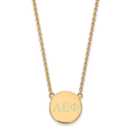 Vergoldet Sterlingsilber Logoart Alpha Epsilon Phi Sorority Greek Buchstaben Klein Farbe Emaille Anhänger 18 Zoll Halskette