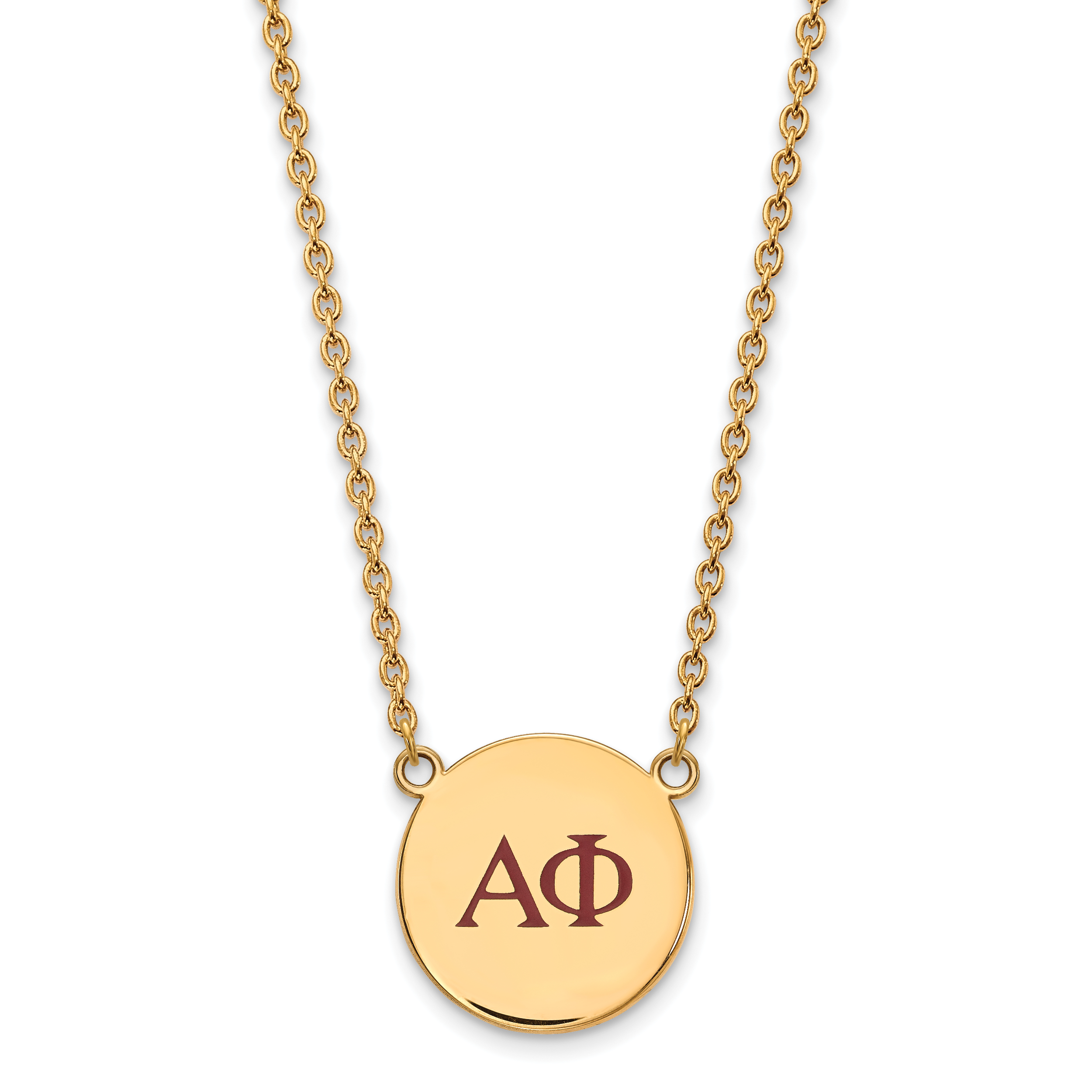 Vergoldet Sterlingsilber Logoart Alpha Phi Sorority Greek Buchstaben Groß Farbe Emaille Anhänger 18 Zoll Halskette