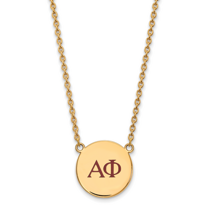 Vergoldet Sterlingsilber Logoart Alpha Phi Sorority Greek Buchstaben Groß Farbe Emaille Anhänger 18 Zoll Halskette