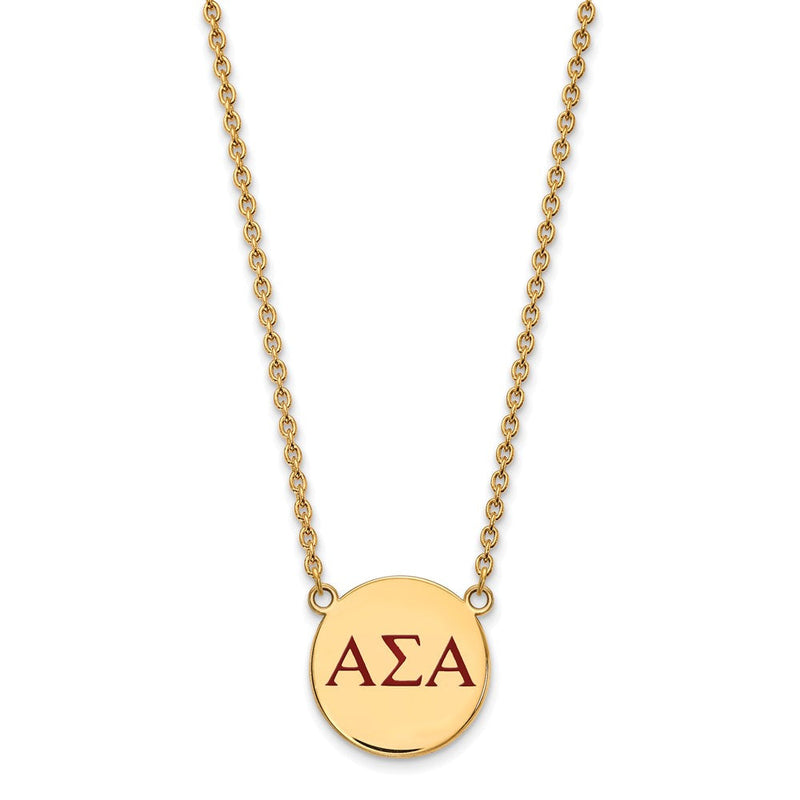 Vergoldet Sterlingsilber Logoart Alpha Sigma Sorority Greek Buchstaben Groß Farbe Emaille Anhänger 18 Zoll Halskette
