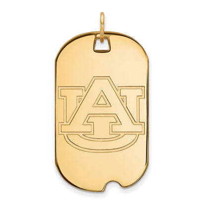 Vergoldet Sterlingsilber Logoart Auburn University Groß Erkennungsmarke Anhänger