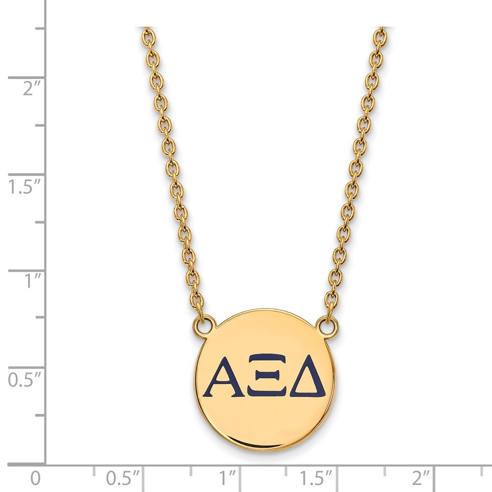 Vergoldet Sterlingsilber Logoart Alpha Xi Delta Sorority Greek Buchstaben Groß Farbe Emaille Anhänger 18 Zoll Halskette