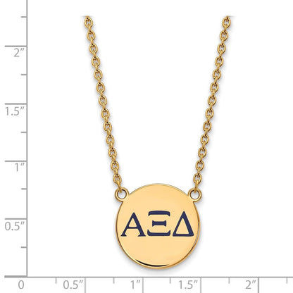 Vergoldet Sterlingsilber Logoart Alpha Xi Delta Sorority Greek Buchstaben Groß Farbe Emaille Anhänger 18 Zoll Halskette