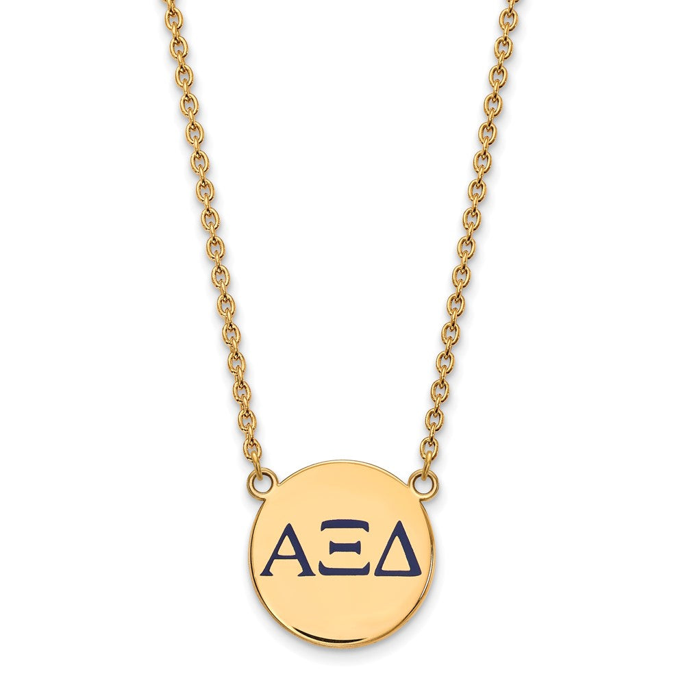 Vergoldet Sterlingsilber Logoart Alpha Xi Delta Sorority Greek Buchstaben Groß Farbe Emaille Anhänger 18 Zoll Halskette