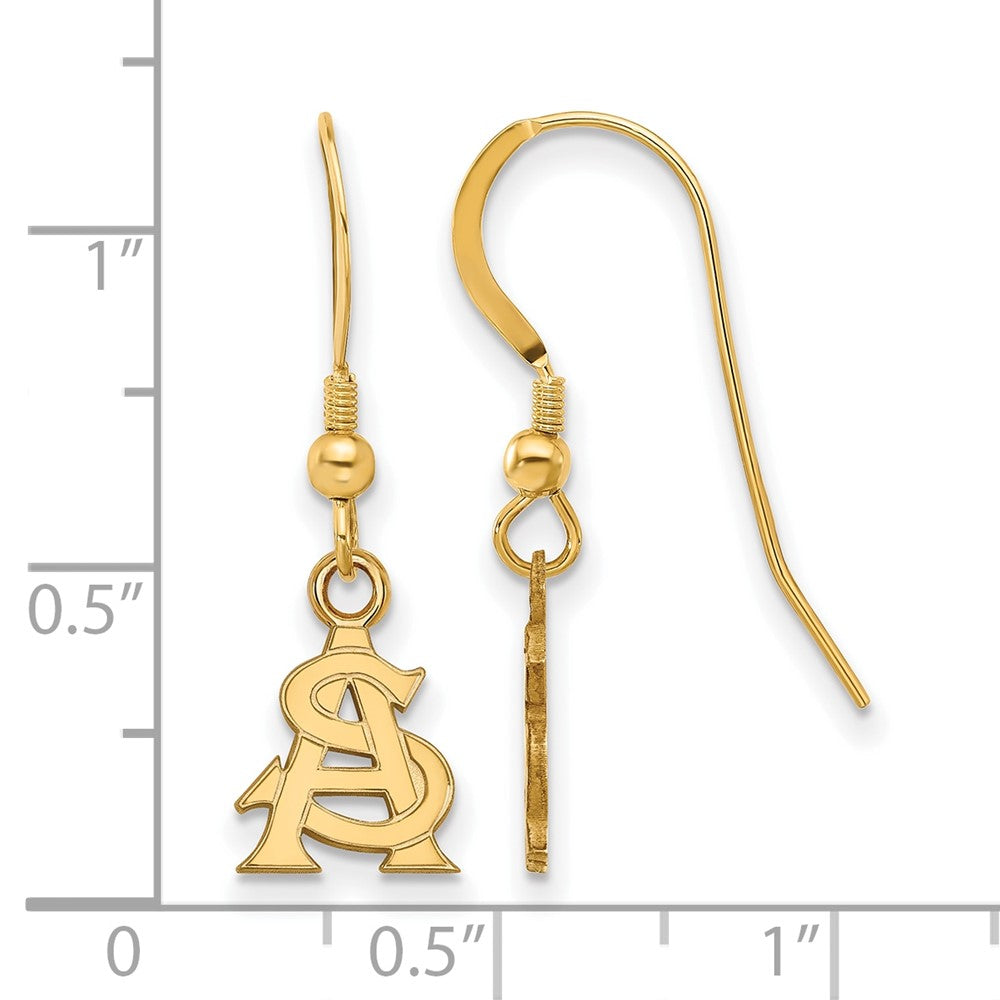 Vergoldet Sterlingsilber Logoart Arizona State University A S Extra Klein Hängend Draht Ohrringe