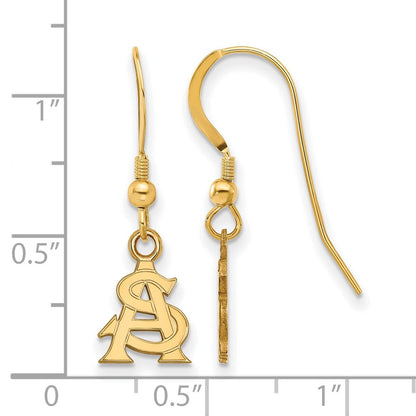 Vergoldet Sterlingsilber Logoart Arizona State University A S Extra Klein Hängend Draht Ohrringe