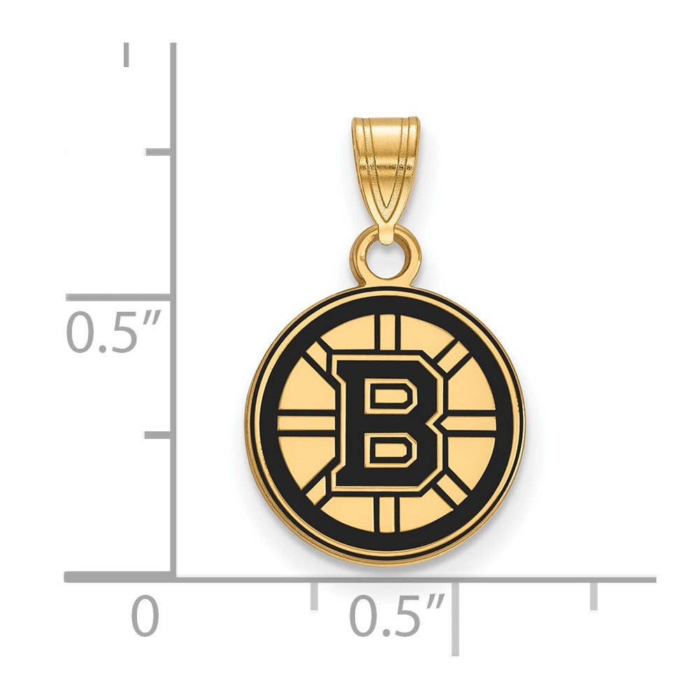 Vergoldet Sterlingsilber Nhl Logoart Boston Bruins Klein Emailliert Anhänger