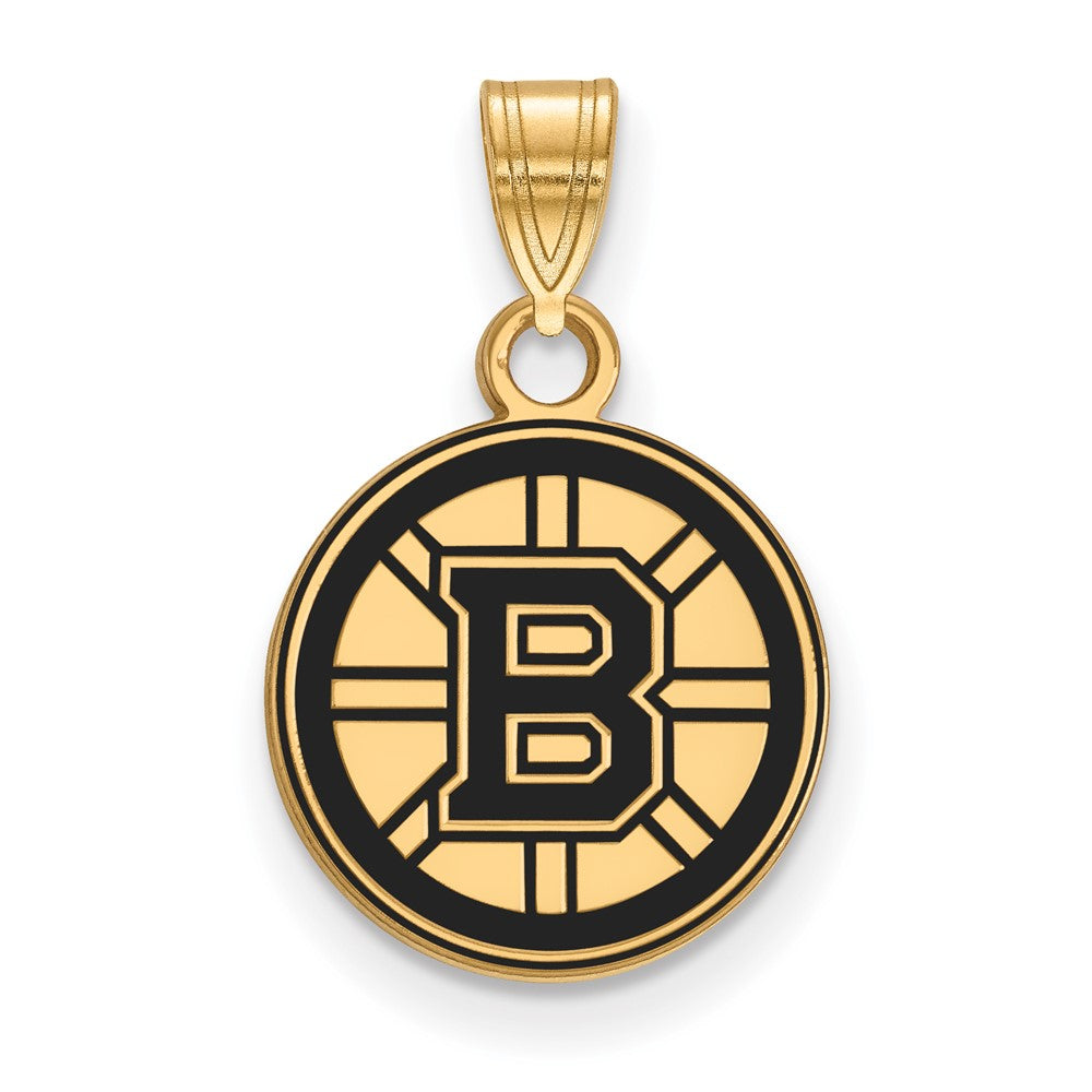 Vergoldet Sterlingsilber Nhl Logoart Boston Bruins Klein Emailliert Anhänger