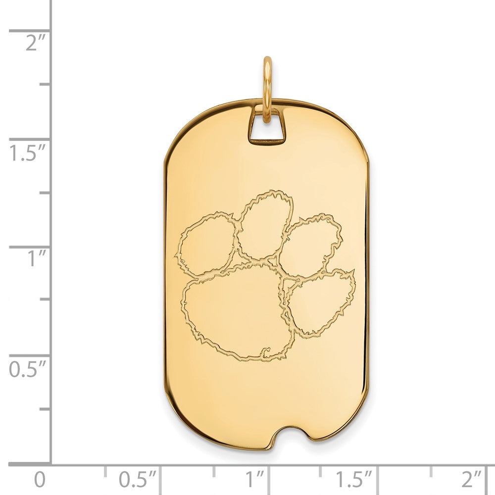 Vergoldet Sterlingsilber Logoart Clemson University Tiger Paw Groß Erkennungsmarke Anhänger