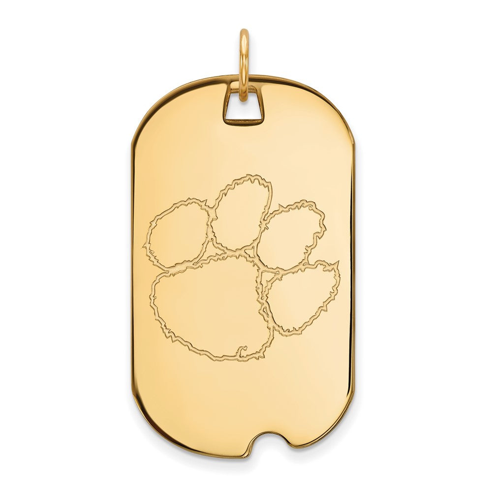 Vergoldet Sterlingsilber Logoart Clemson University Tiger Paw Groß Erkennungsmarke Anhänger