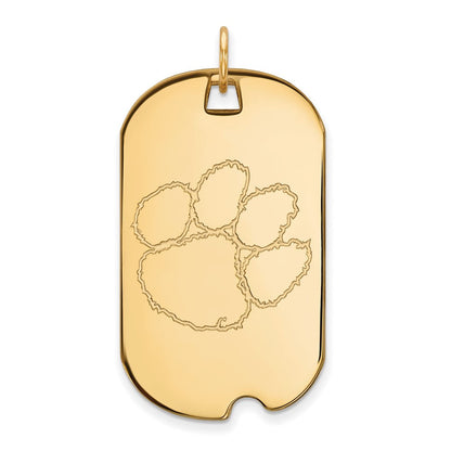 Vergoldet Sterlingsilber Logoart Clemson University Tiger Paw Groß Erkennungsmarke Anhänger