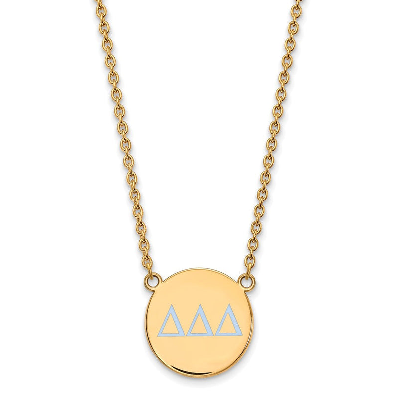 Vergoldet Sterlingsilber Logoart Delta Sorority Greek Buchstaben Groß Farbe Emaille Anhänger 18 Zoll Halskette