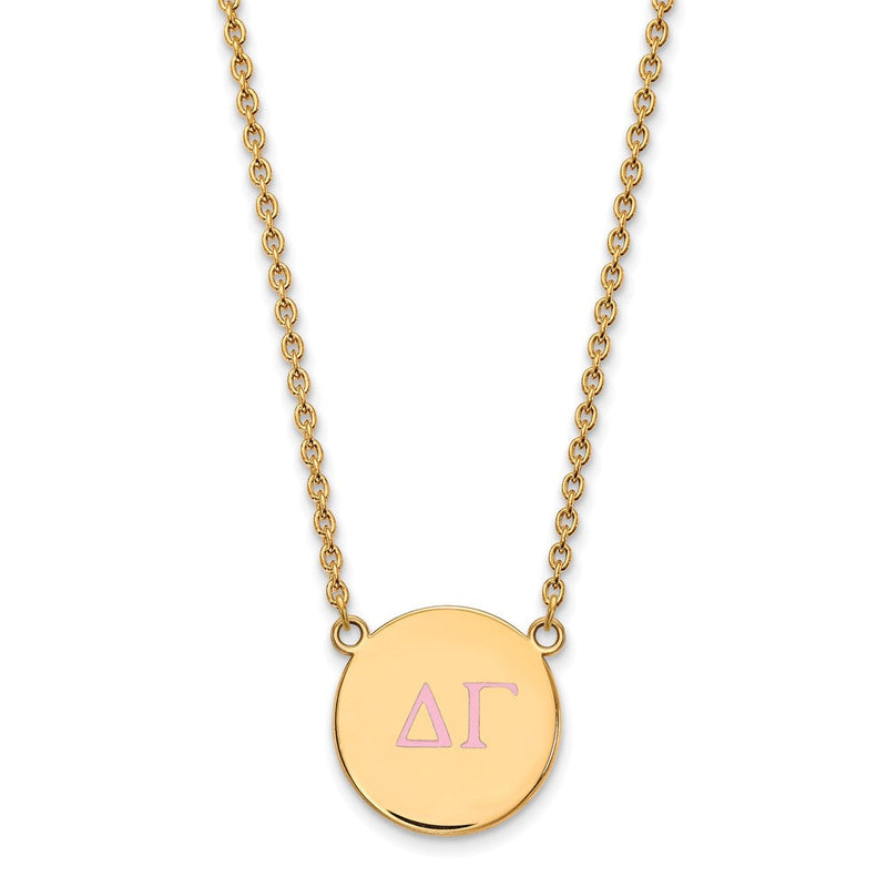 Vergoldet Sterlingsilber Logoart Delta Gamma Sorority Greek Buchstaben Groß Farbe Emaille Anhänger 18 Zoll Halskette