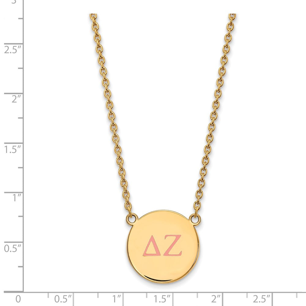 Vergoldet Sterlingsilber Logoart Delta Zeta Sorority Greek Buchstaben Groß Farbe Emaille Anhänger 18 Zoll Halskette