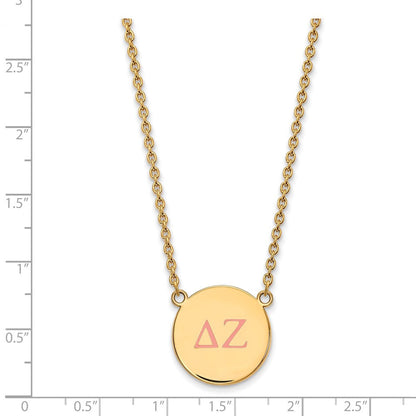 Vergoldet Sterlingsilber Logoart Delta Zeta Sorority Greek Buchstaben Groß Farbe Emaille Anhänger 18 Zoll Halskette