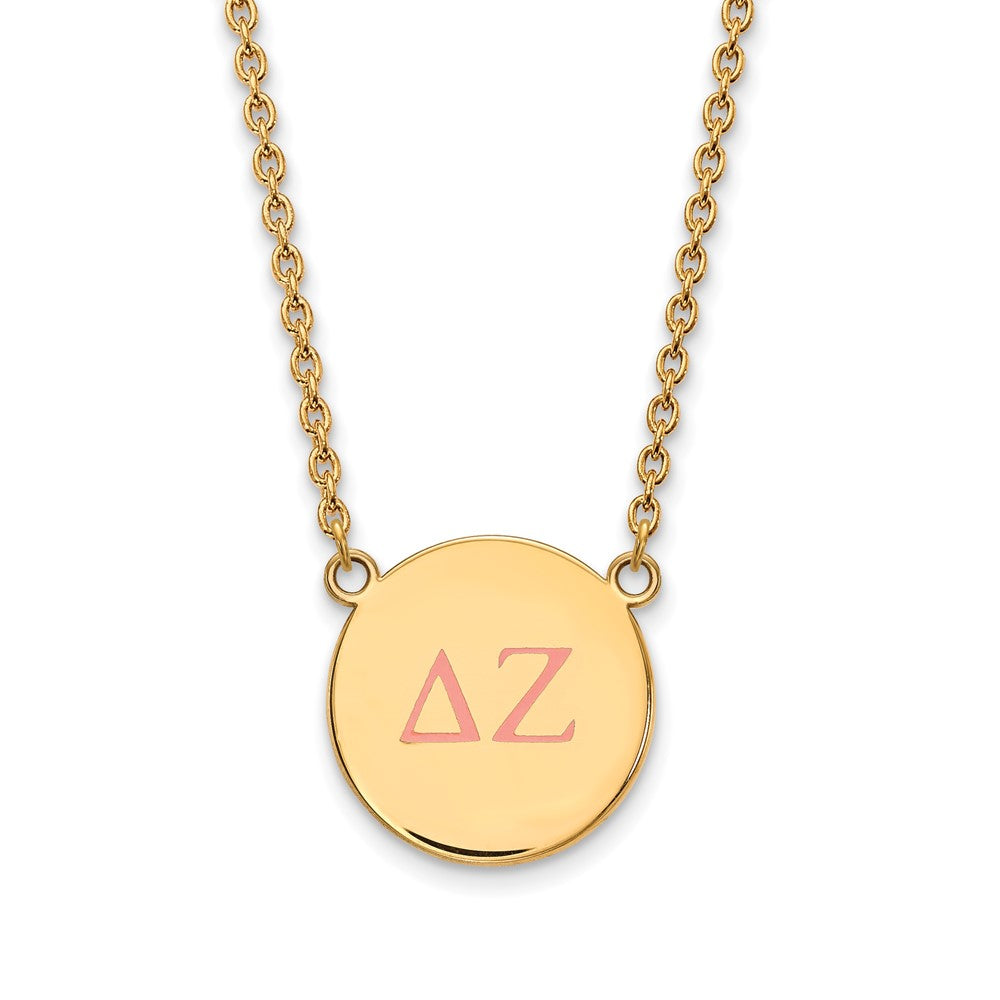 Vergoldet Sterlingsilber Logoart Delta Zeta Sorority Greek Buchstaben Groß Farbe Emaille Anhänger 18 Zoll Halskette