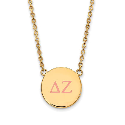 Vergoldet Sterlingsilber Logoart Delta Zeta Sorority Greek Buchstaben Groß Farbe Emaille Anhänger 18 Zoll Halskette