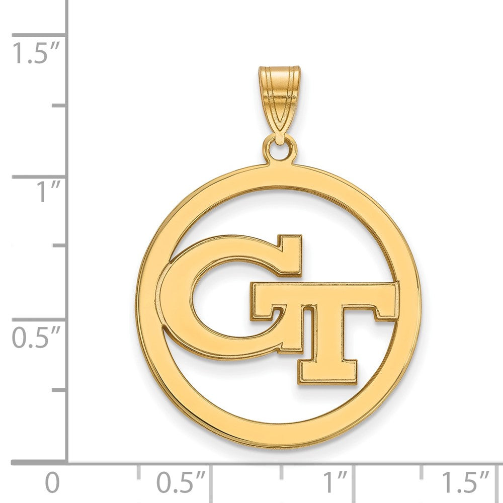 Vergoldet Sterlingsilber Logoart Georgia Institut Of Technologie G T Extra Groß Kreis Anhänger