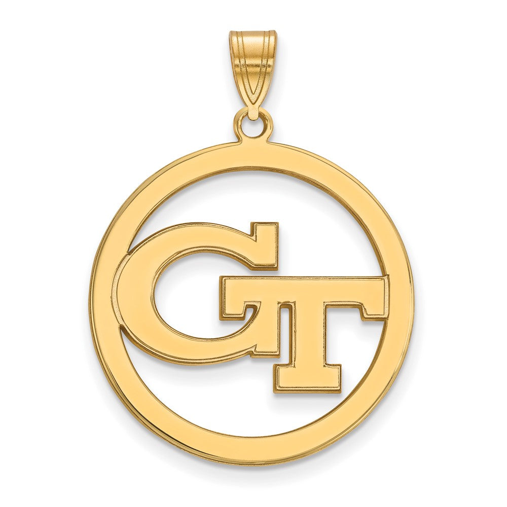 Vergoldet Sterlingsilber Logoart Georgia Institut Of Technologie G T Extra Groß Kreis Anhänger