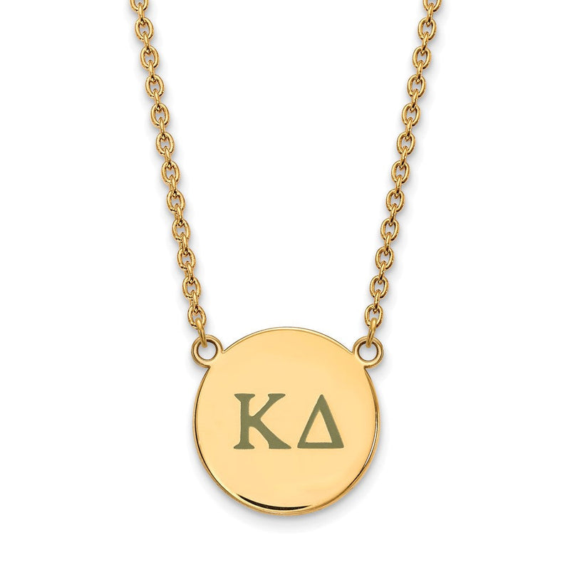 Vergoldet Sterlingsilber Logoart Kappa Delta Sorority Greek Buchstaben Groß Farbe Emaille Anhänger 18 Zoll Halskette