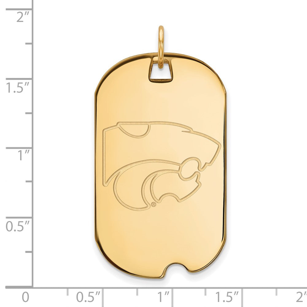 10K Gelbgold Logoart Kansas State University Wildkatze Groß Erkennungsmarke Anhänger
