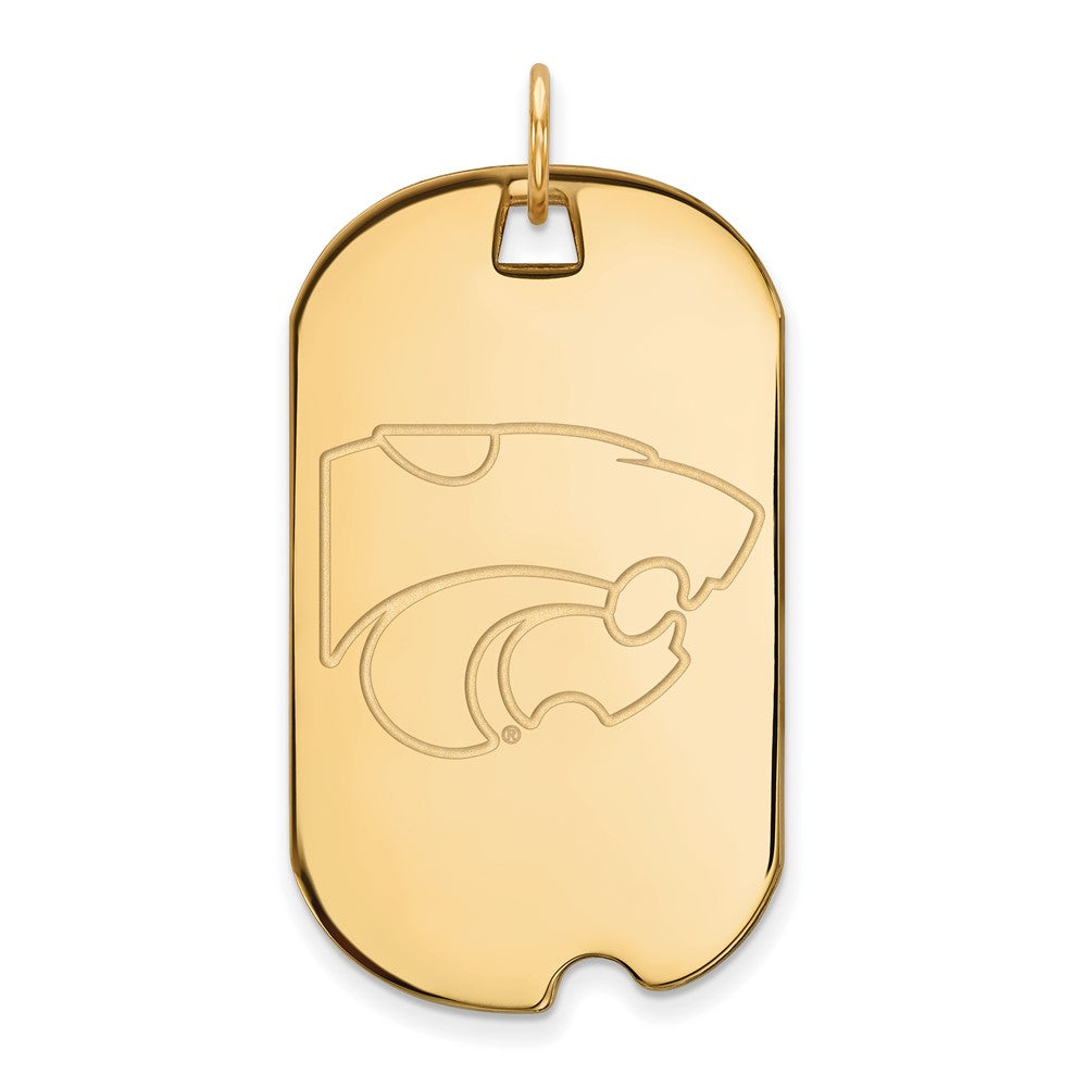 Vergoldet Sterlingsilber Logoart Kansas State University Wildkatze Groß Erkennungsmarke Anhänger