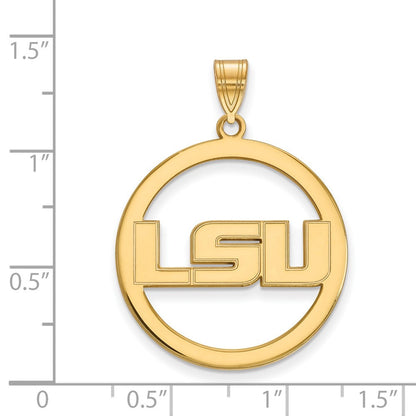 Vergoldet Sterlingsilber Logoart Louisiana State University L S U Extra Groß Kreis Anhänger
