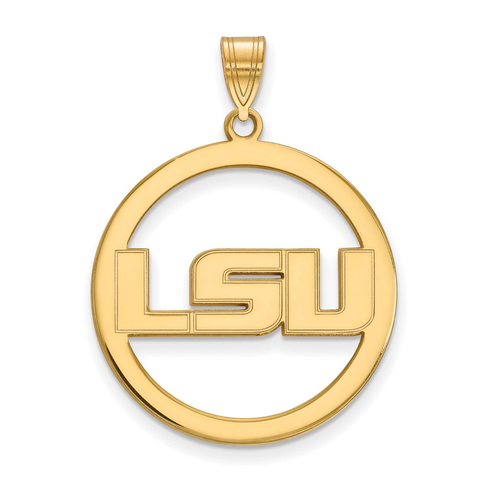 Vergoldet Sterlingsilber Logoart Louisiana State University L S U Extra Groß Kreis Anhänger