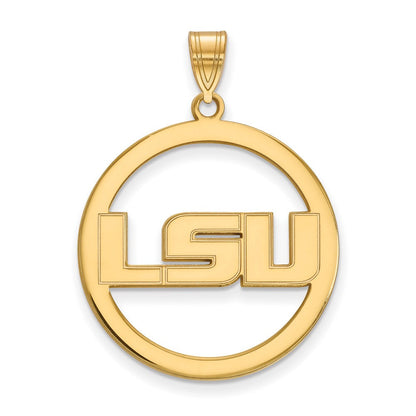 Vergoldet Sterlingsilber Logoart Louisiana State University L S U Extra Groß Kreis Anhänger