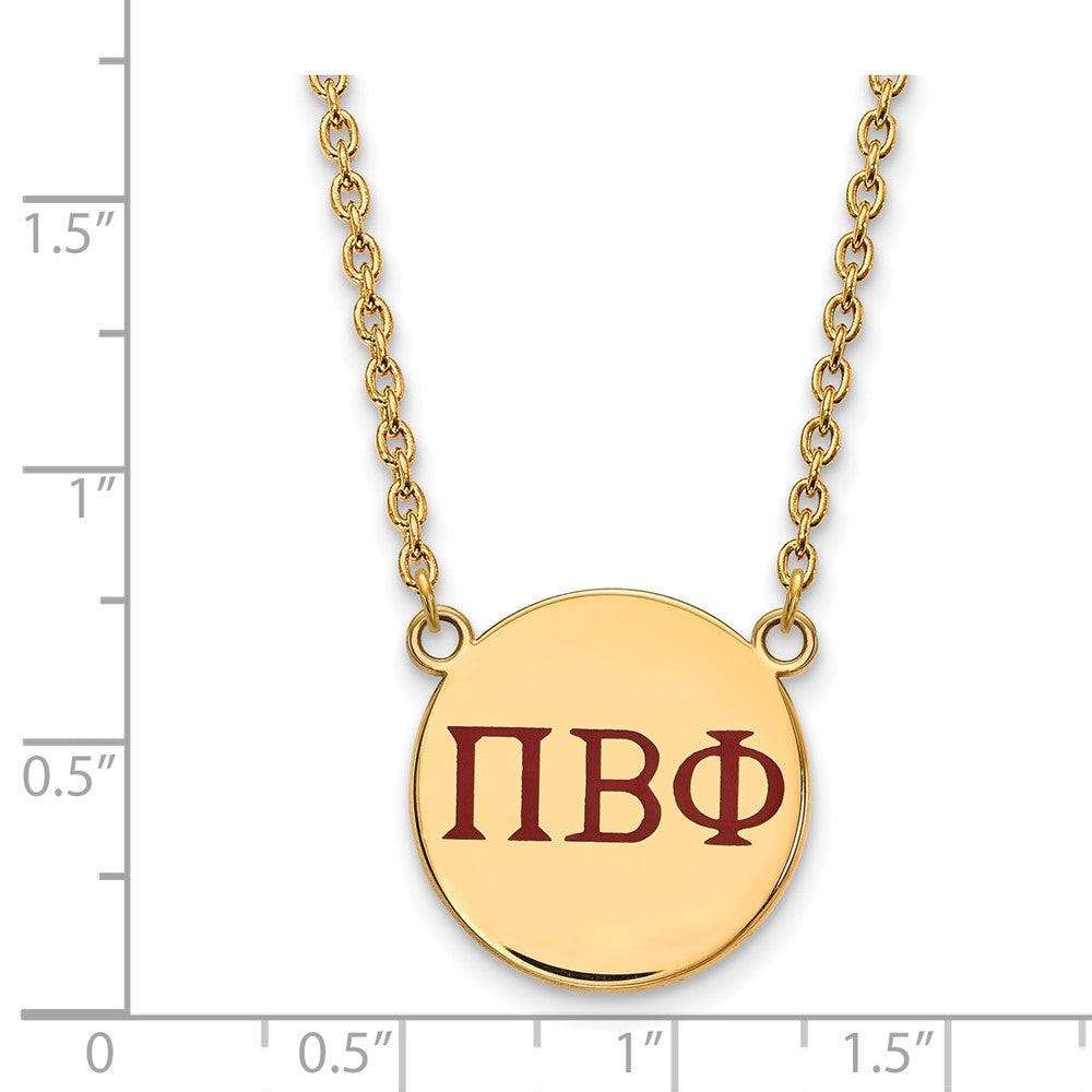 Vergoldet Sterlingsilber Logoart Pi Beta Phi Sorority Greek Buchstaben Groß Farbe Emaille Anhänger 18 Zoll Halskette