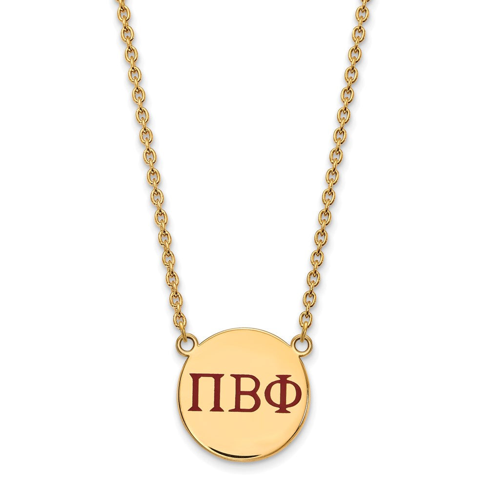 Vergoldet Sterlingsilber Logoart Pi Beta Phi Sorority Greek Buchstaben Groß Farbe Emaille Anhänger 18 Zoll Halskette