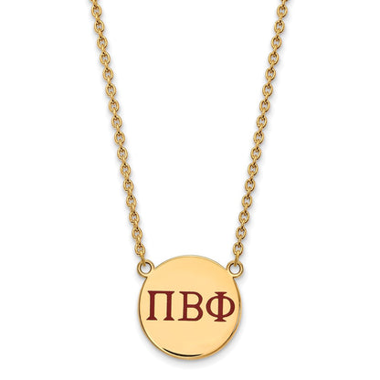 Vergoldet Sterlingsilber Logoart Pi Beta Phi Sorority Greek Buchstaben Groß Farbe Emaille Anhänger 18 Zoll Halskette