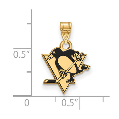 Vergoldet Sterlingsilber Nhl Logoart Pittsburgh Penguins Klein Emailliert Anhänger