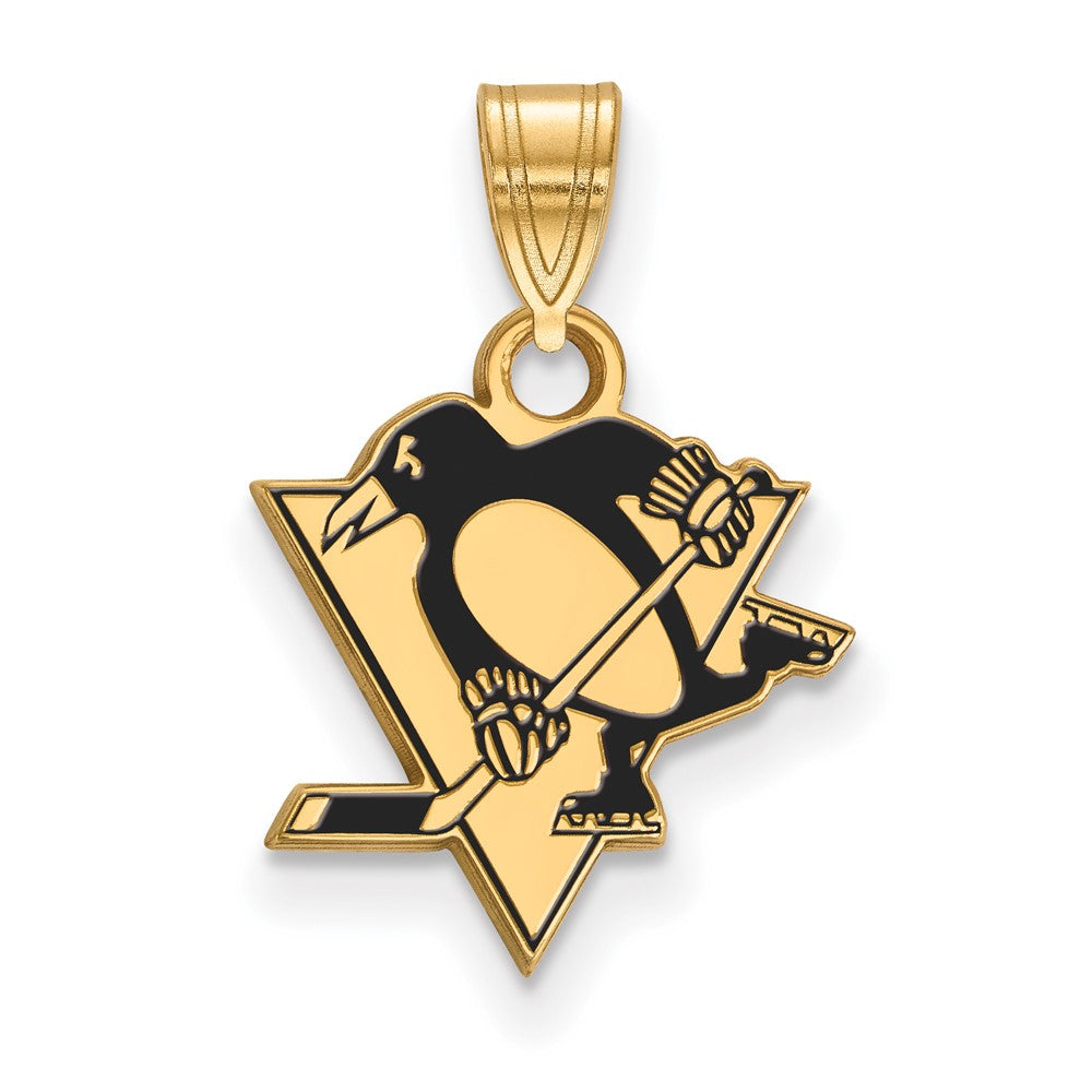 Vergoldet Sterlingsilber Nhl Logoart Pittsburgh Penguins Klein Emailliert Anhänger