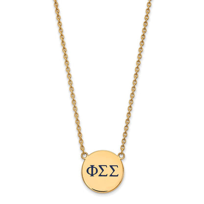 Vergoldet Sterlingsilber Logoart Phi Sigma Sorority Greek Buchstaben Groß Farbe Emaille Anhänger 18 Zoll Halskette
