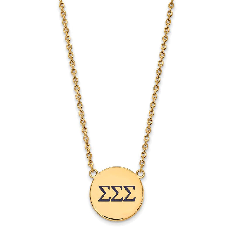 Vergoldet Sterlingsilber Logoart Sigma Sorority Greek Buchstaben Groß Farbe Emaille Anhänger 18 Zoll Halskette