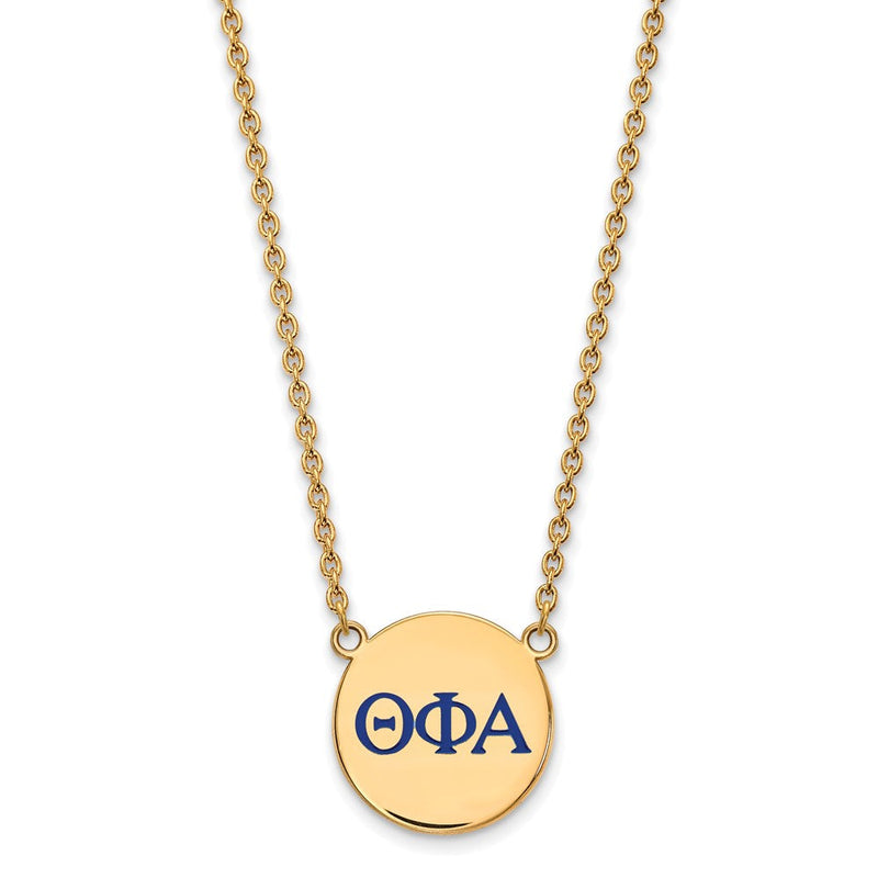 Vergoldet Sterlingsilber Logoart Theta Phi Alpha Sorority Greek Buchstaben Groß Farbe Emaille Anhänger 18 Zoll Halskette