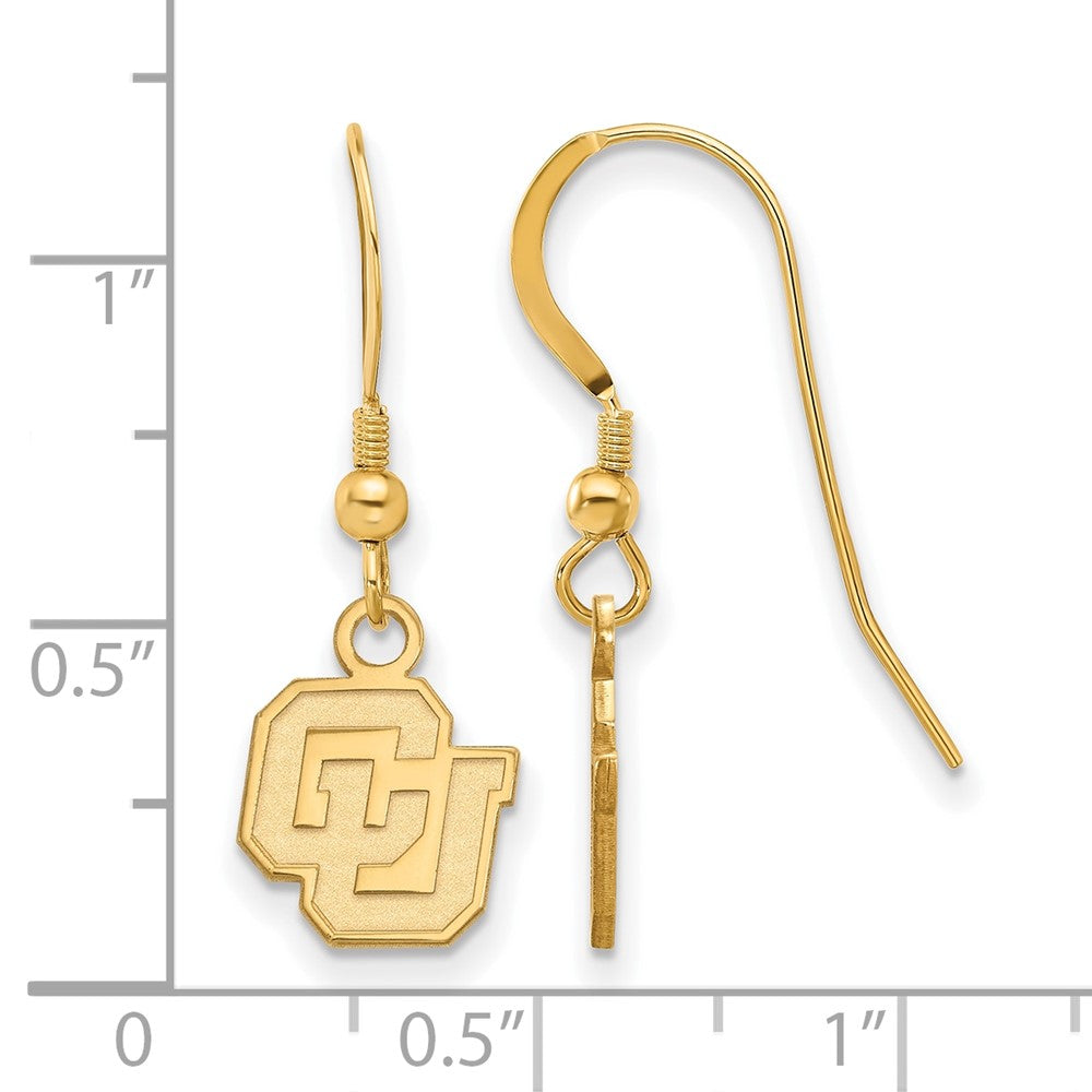 Vergoldet Sterlingsilber Logoart University Of Colorado C U Extra Klein Hängend Draht Ohrringe