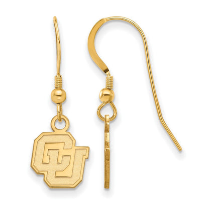 Vergoldet Sterlingsilber Logoart University Of Colorado C U Extra Klein Hängend Draht Ohrringe