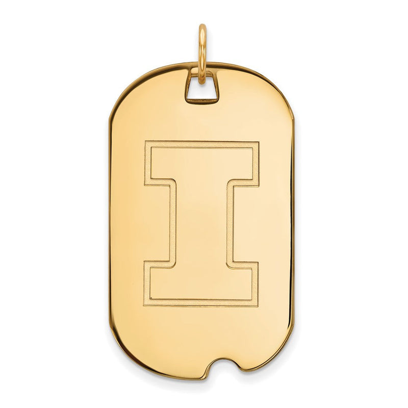 14K Gelbgold Logoart University Of Illinois Buchstabe I Groß Erkennungsmarke Anhänger