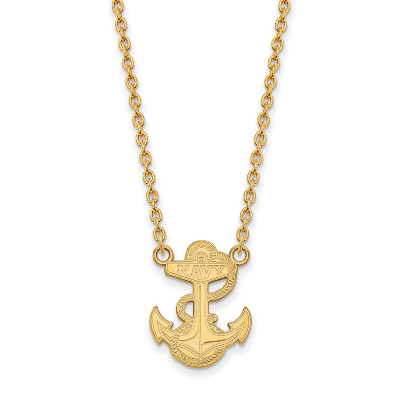 Vergoldet Sterlingsilber Logoart Us Naval Akademie Anker Groß Anhänger 18 Zoll Halskette
