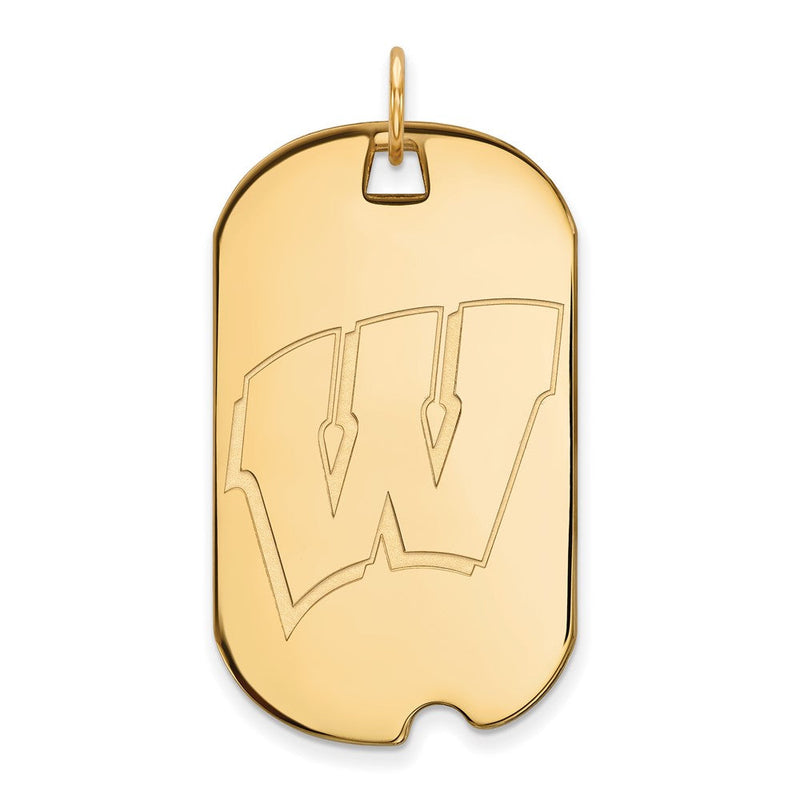 14K Gelbgold Logoart University Of Wisconsin Buchstabe W Groß Erkennungsmarke Anhänger