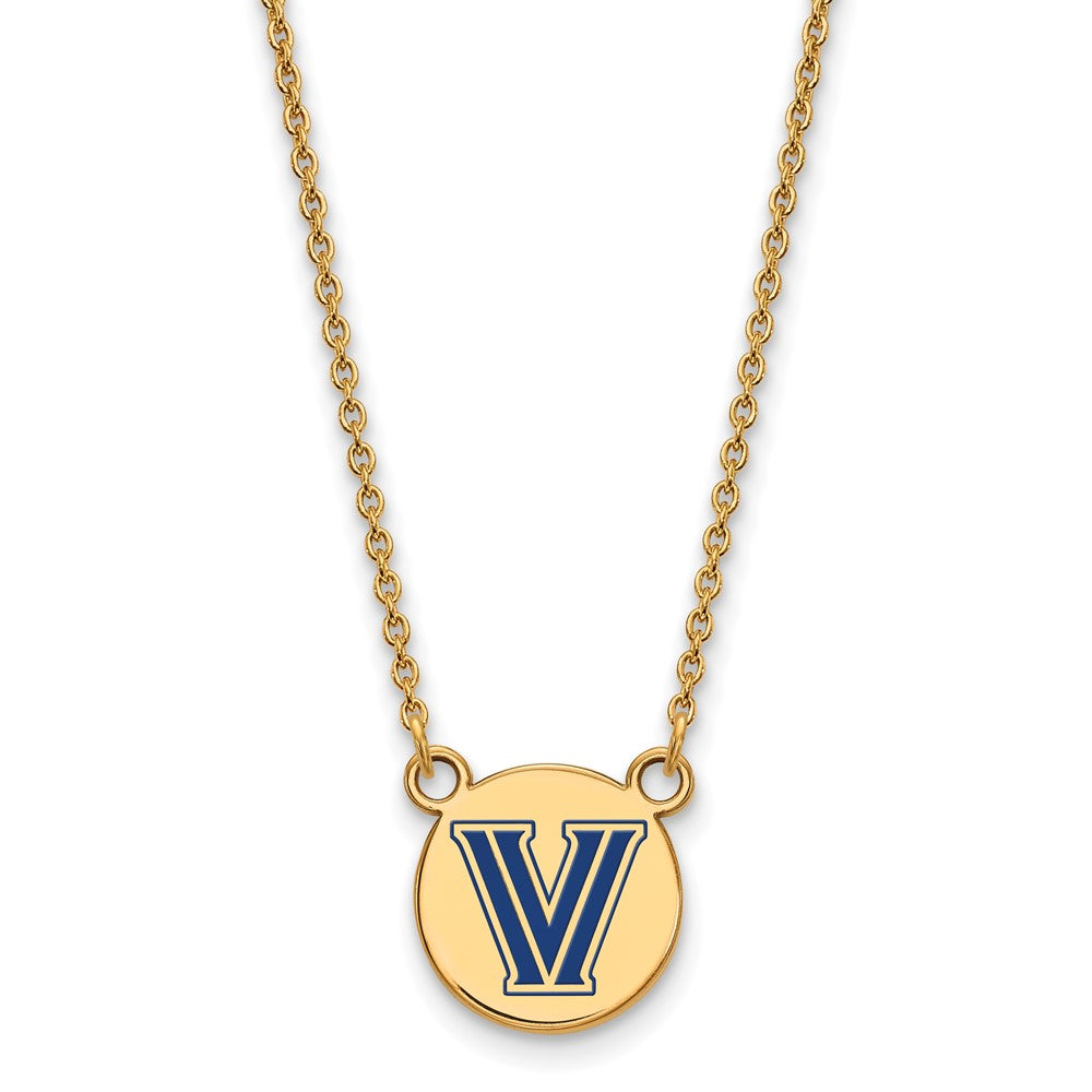 Vergoldet Sterlingsilber Logoart Villanova University Buchstabe V Klein Emailliert Plättchen Anhänger 18 Zoll Halskette